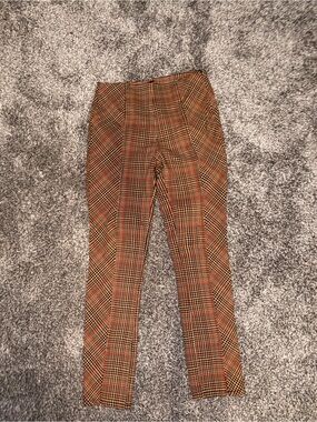 Free People Plaid Chinos in Brown and Orange